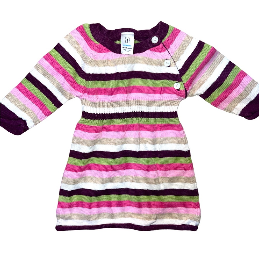 BABY GAP | LONG SLEEVE STRIPED PULLOVER DRESS NEWBORN